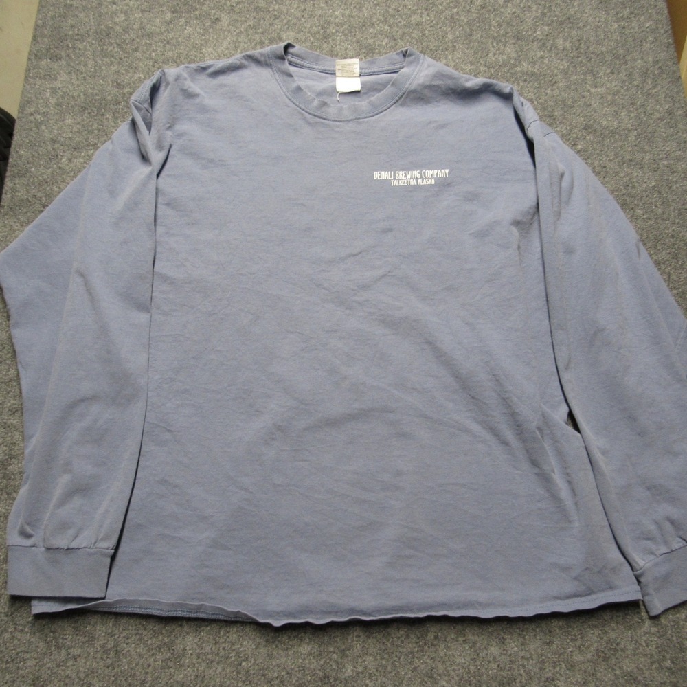 Denali Brewing Company Alaska Long Sleeve Graphic T-Shirt Blue Mens 2XL Gildan